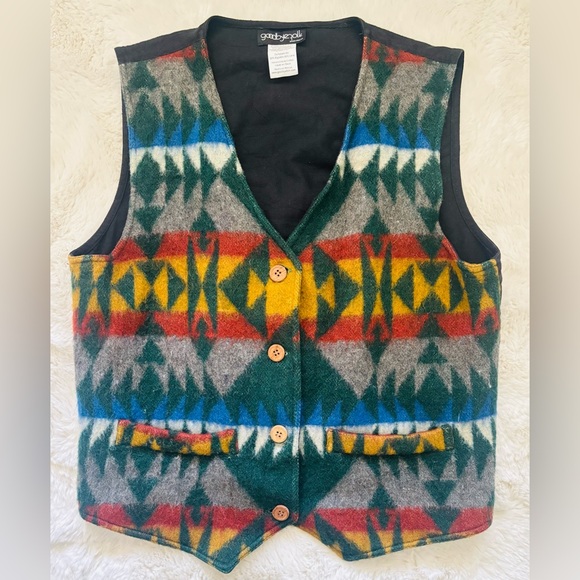 Vintage Goodbye Folk Navaho Style Patterned Wool Vest Size Large - Picture 1 of 4